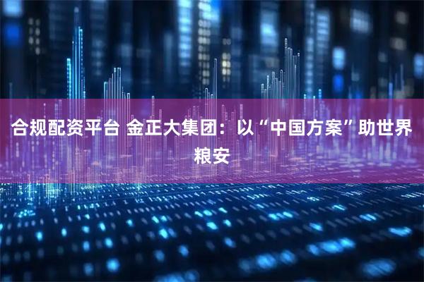 合规配资平台 金正大集团：以“中国方案”助世界粮安